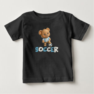 T-shirt Pour Bébé Ours de football, animal sportif mignon