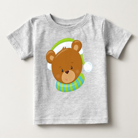 T-shirt Pour Bébé Ours D'Hiver, Ours Mignons, Ours Brown, Ours Avec (Devant)