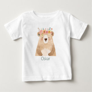 T-shirt Pour Bébé Ours doux avec nom de fleurs - boho