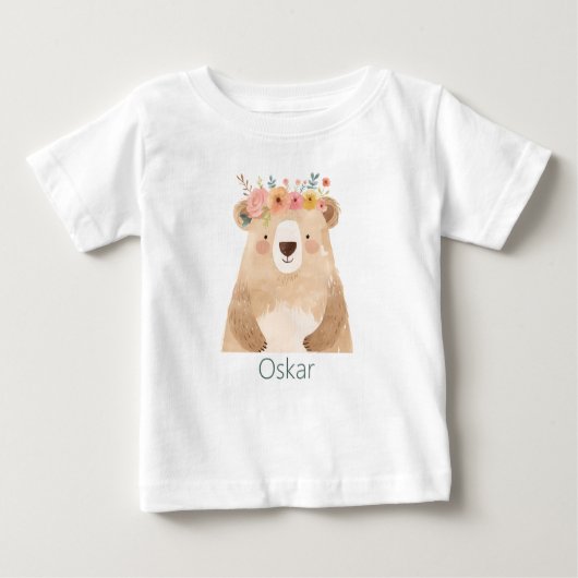 T-shirt Pour Bébé Ours doux avec nom de fleurs - boho (Devant)