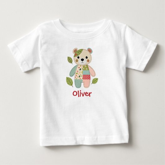 T-shirt Pour Bébé Ours en patchwork mignon (Devant)