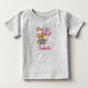 T-shirt Pour Bébé Ours en peluche aquarelle Premier anniversaire Béb