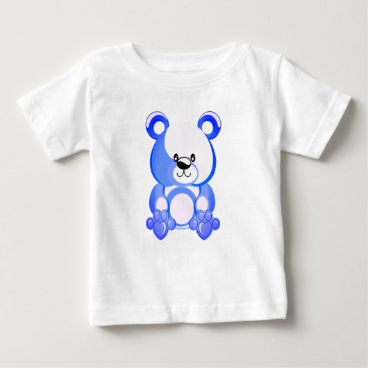 T-shirt Pour Bébé Ours en peluche bleu, peluche, dessin (Devant)