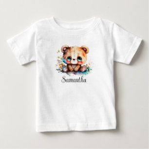 T-shirt Pour Bébé Ours en peluche chambre de bébé personnalisée aqua