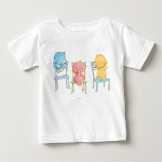 T-shirt Pour Bébé Ours jaunes, roses et bleus sur chaises