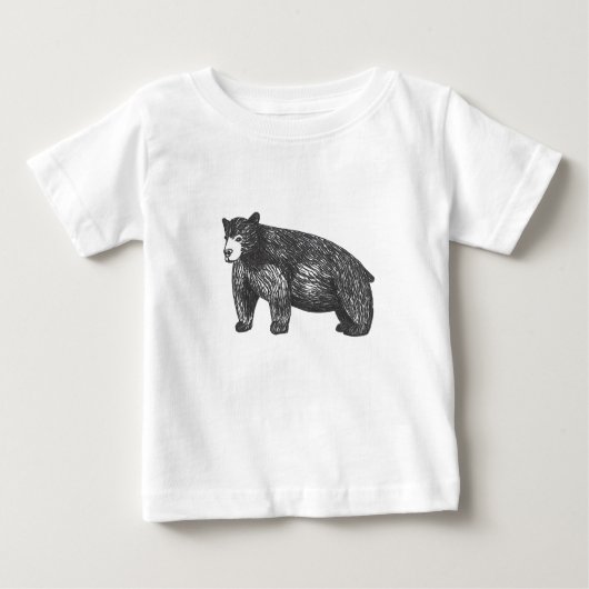 T-shirt Pour Bébé Ours Noir Bois Artistique (Devant)