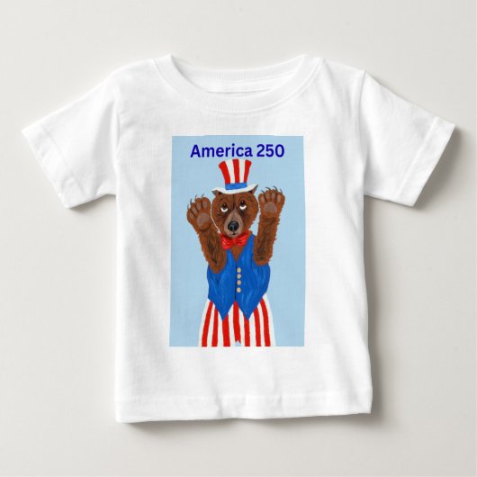 T-shirt Pour Bébé Ours Oncle Sam America 250 (Devant)