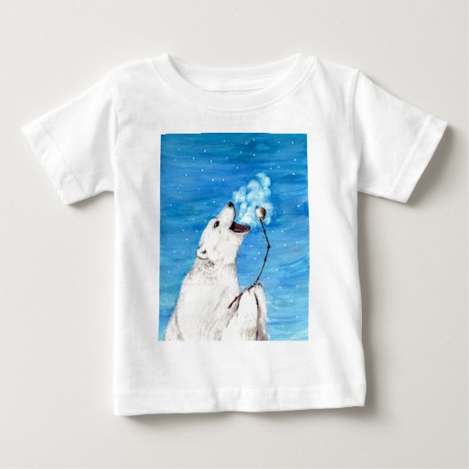 T-shirt Pour Bébé Ours polaire avec Marshmallow grillé (Devant)
