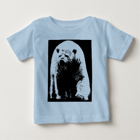 T-shirt Pour Bébé Ours polaire noir et blanc Pop Art (Devant)