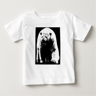 T-shirt Pour Bébé Ours polaire noir et blanc Pop Art