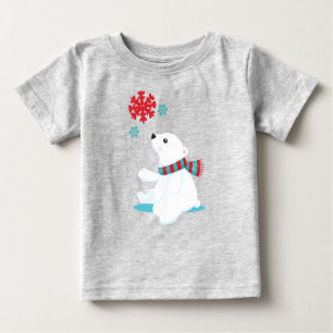 T-shirt Pour Bébé Ours Polaire, Ours À L'Écharpe, Ours Mignonne, Fla