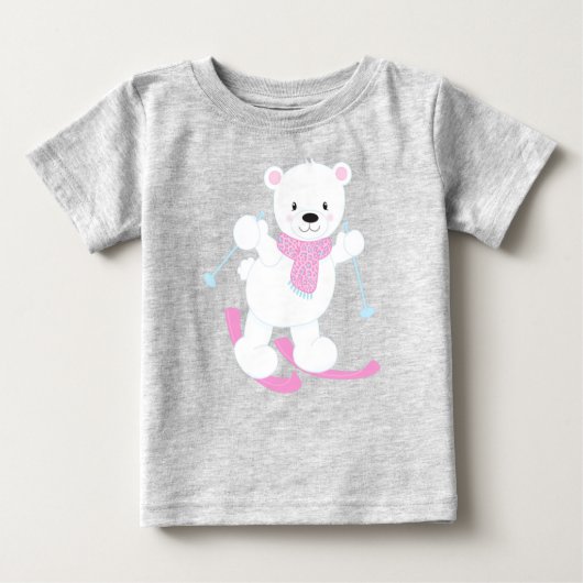 T-shirt Pour Bébé Ours polaire, Ours blanc, Ours mignon, Ours de ski (Devant)