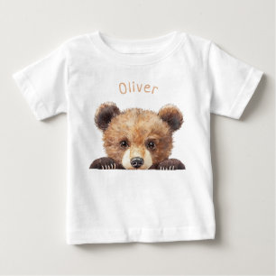 T-shirt Pour Bébé Ourson bébé aquarelle mignon personnalisé 