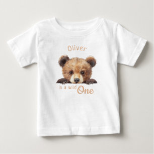 T-shirt Pour Bébé Ourson Bébé Mignon Aquarelle 'Wild One' Personnali