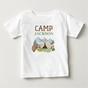 T-shirt Pour Bébé Ourson Brun Mignon Tente Joyeux Campeur 1er Annive