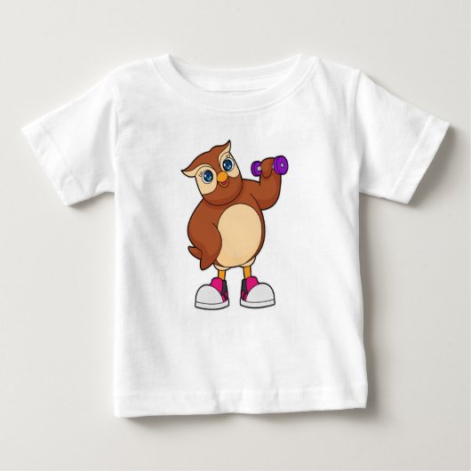 T-shirt Pour Bébé Owl Fitness Dumbbell (Devant)