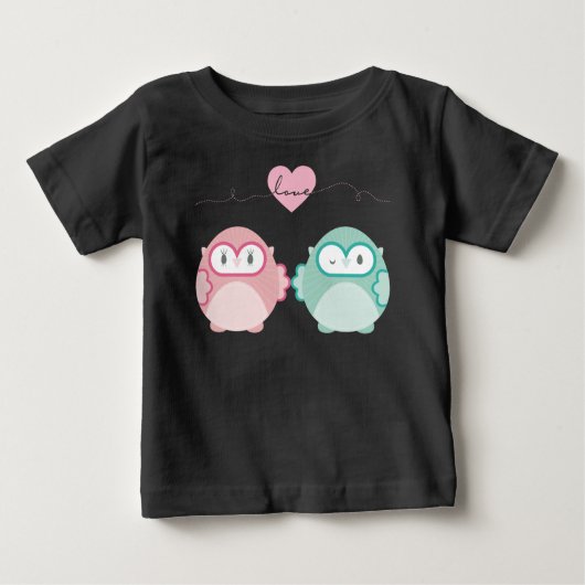 T-shirt Pour Bébé OWL LOVE :: fille douce + garçon (Devant)