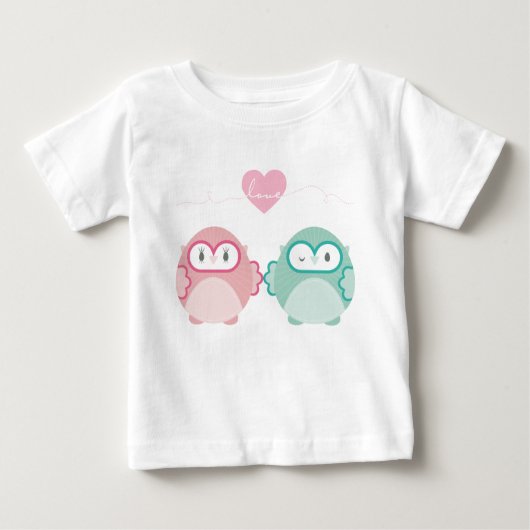 T-shirt Pour Bébé OWL LOVE :: fille douce + garçon (Devant)