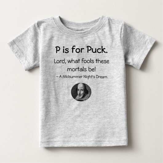 T-shirt Pour Bébé P est pour Puck ・ Une petite chemise Shakespeare (Devant)