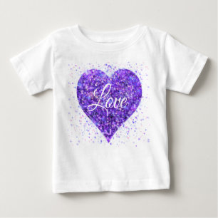 T-shirt Pour Bébé Paillettes violettes, amour graffiti valentine