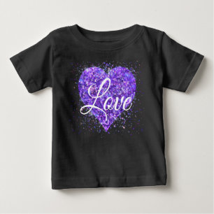 T-shirt Pour Bébé Paillettes violettes, amour graffiti valentine