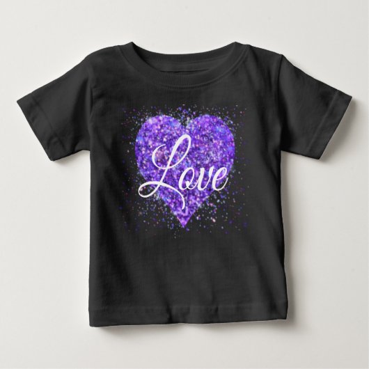 T-shirt Pour Bébé Paillettes violettes, amour graffiti valentine (Devant)