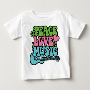 T-shirt Pour Bébé Paix-Amour-Musique
