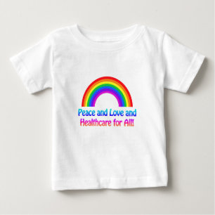 T-shirt Pour Bébé Paix et amour et soins de santé pour tous Rainbow
