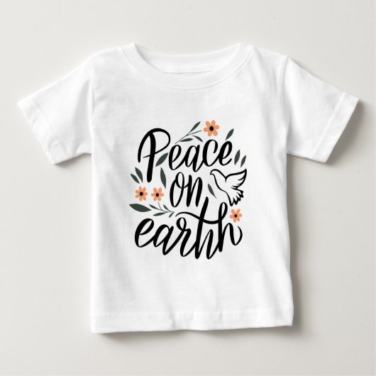 T-shirt Pour Bébé Paix sur Terre Design Floral (Devant)