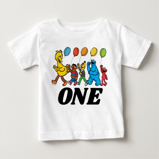 T-shirt Pour Bébé Pal de rue Sésame | 1er ballons d'anniversaire (Devant)
