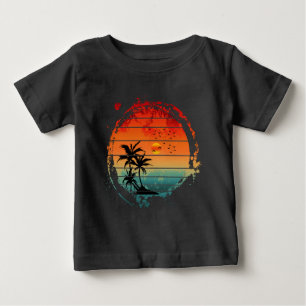 T-shirt Pour Bébé palmier branché au coucher du soleil