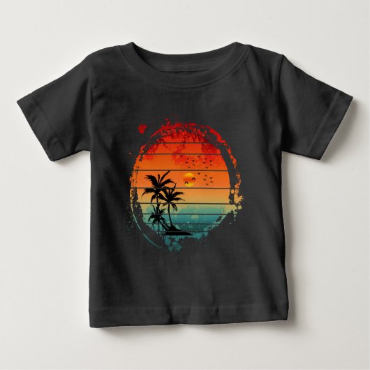 T-shirt Pour Bébé palmier branché au coucher du soleil (Devant)