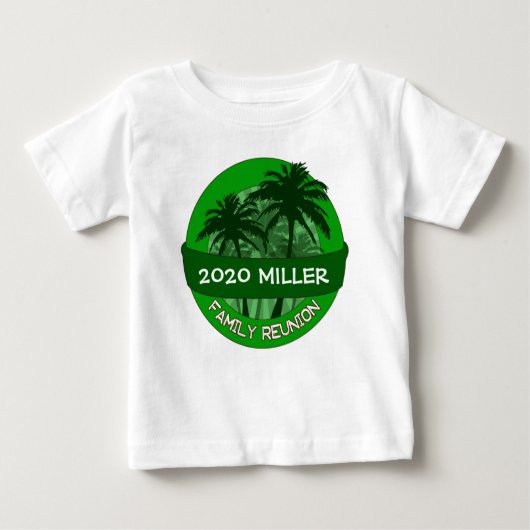 T-shirt Pour Bébé Palmier vert personnalisé nom de l'année (Devant)
