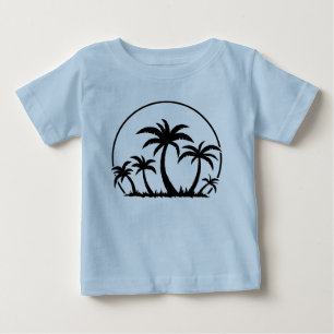 T-shirt Pour Bébé Palmiers et coucher de soleil en noir