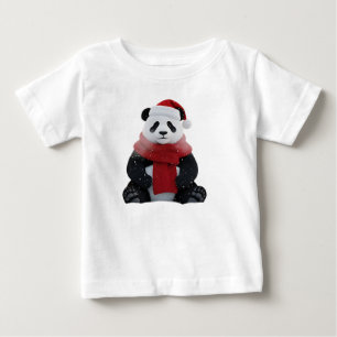 T-shirt Pour Bébé Panda 3D festif dans la forêt hivernale