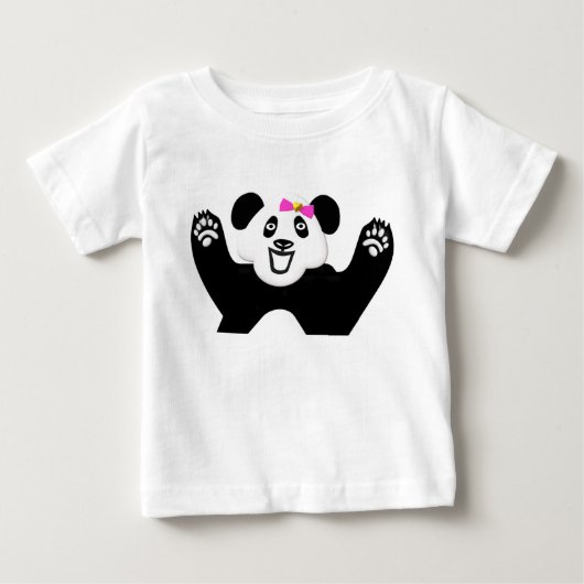 T-shirt Pour Bébé Panda Adorable avec Nœud Rose (Devant)