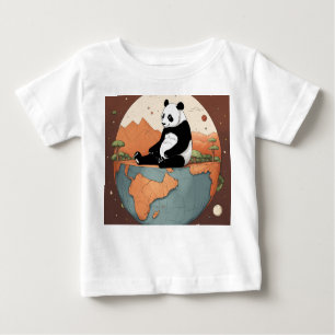 T-shirt Pour Bébé Panda assis au sommet de la planète Terre : Illust