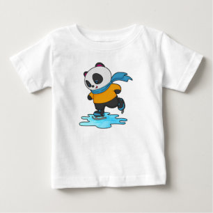 T-shirt Pour Bébé Panda au patinage sur glace avec patins sur glace