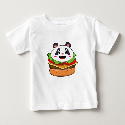 T-shirt Pour Bébé Panda avec hamburger (Devant)