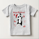 T-shirt Pour Bébé Panda Christmas Snow Winter Animals<br><div class="desc">Le panda pour Noël avec des lumières de fées. Animaux amusants avec des cadeaux et de la neige aux vacances. Aussi drôle pour Noël en juillet. Les pandas sont des animaux sucrés et parfaits pour Noël.</div>