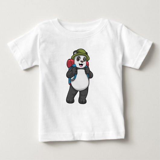 T-shirt Pour Bébé Panda comme randonneur avec sac à dos (Devant)