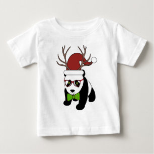 T-shirt Pour Bébé Panda drôle de Noël de hippie avec des andouille