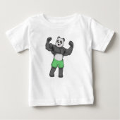 T-shirt Pour Bébé Panda en Bodybuilder au Bodybuilding (Devant)