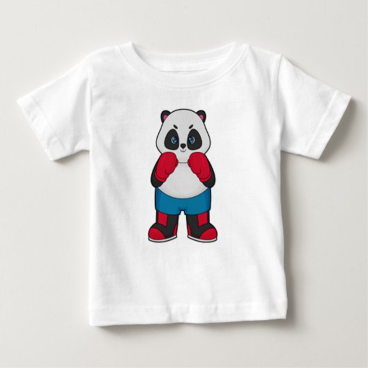 T-shirt Pour Bébé Panda en boîte avec gants de boxe (Devant)