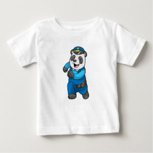 T-shirt Pour Bébé Panda en tant qu'officier de police avec casquette
