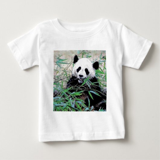 T-shirt Pour Bébé Panda mangeant des feuilles (Devant)
