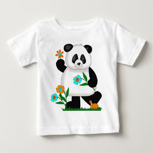 T-shirt Pour Bébé Panda pour bébé avec fleurs 2 (Devant)