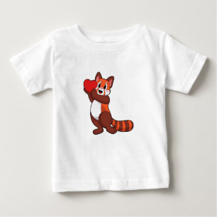 T-shirt Pour Bébé Panda rouge à l'amour avec coeur.PNG