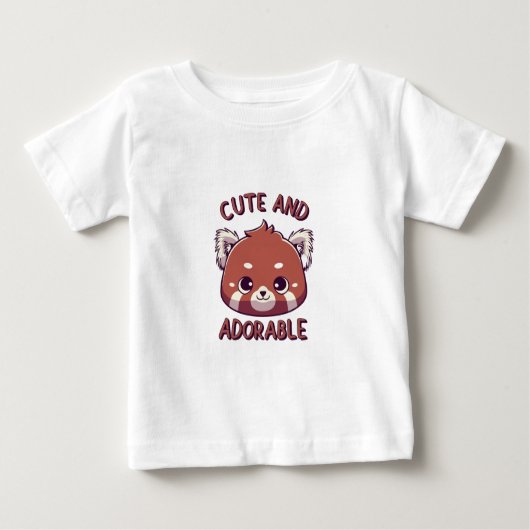 T-shirt Pour Bébé Panda rouge mignonne et adorable (Devant)