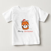 T-shirt Pour Bébé Panda Rouge Noël Neige Animaux d'hiver Pandas (Devant)